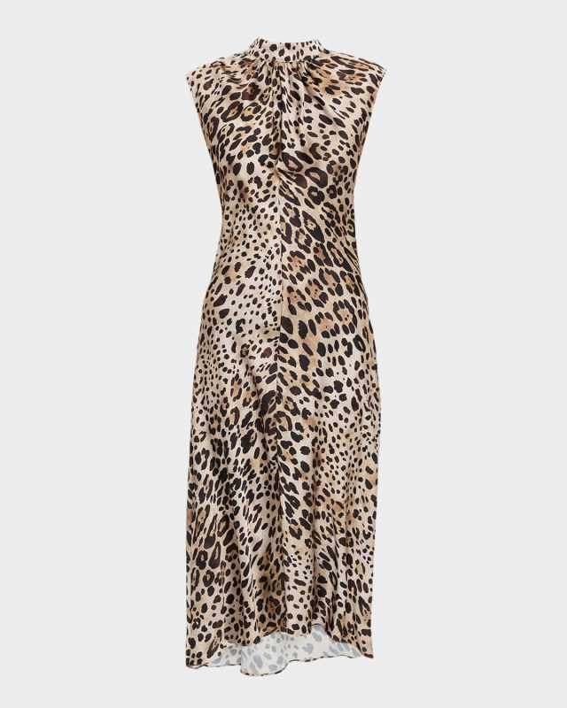 Giselle Leopard Satin High-Low Dress